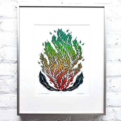 Let Myself Breathe FRAMED - woodblock print (16x20")