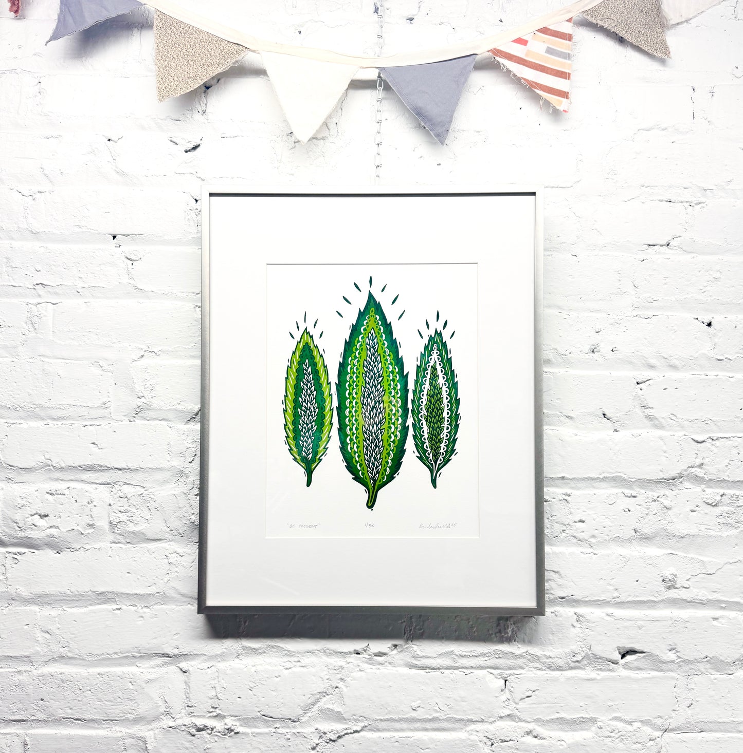 Be Present FRAMED - woodblock print (16x20