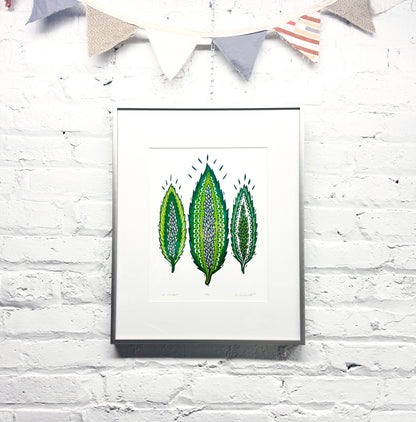 Be Present FRAMED - woodblock print (16x20