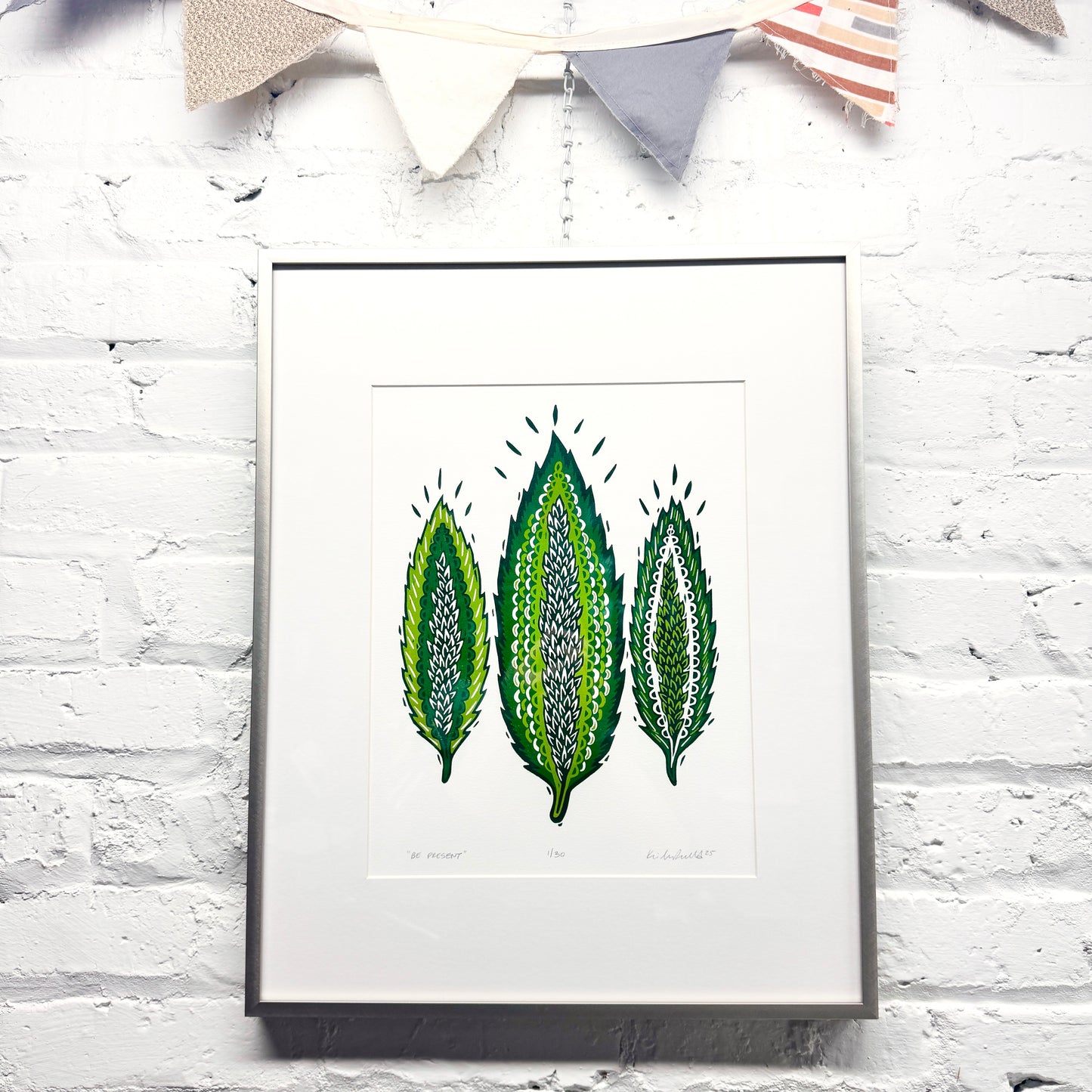 Be Present FRAMED - woodblock print (16x20