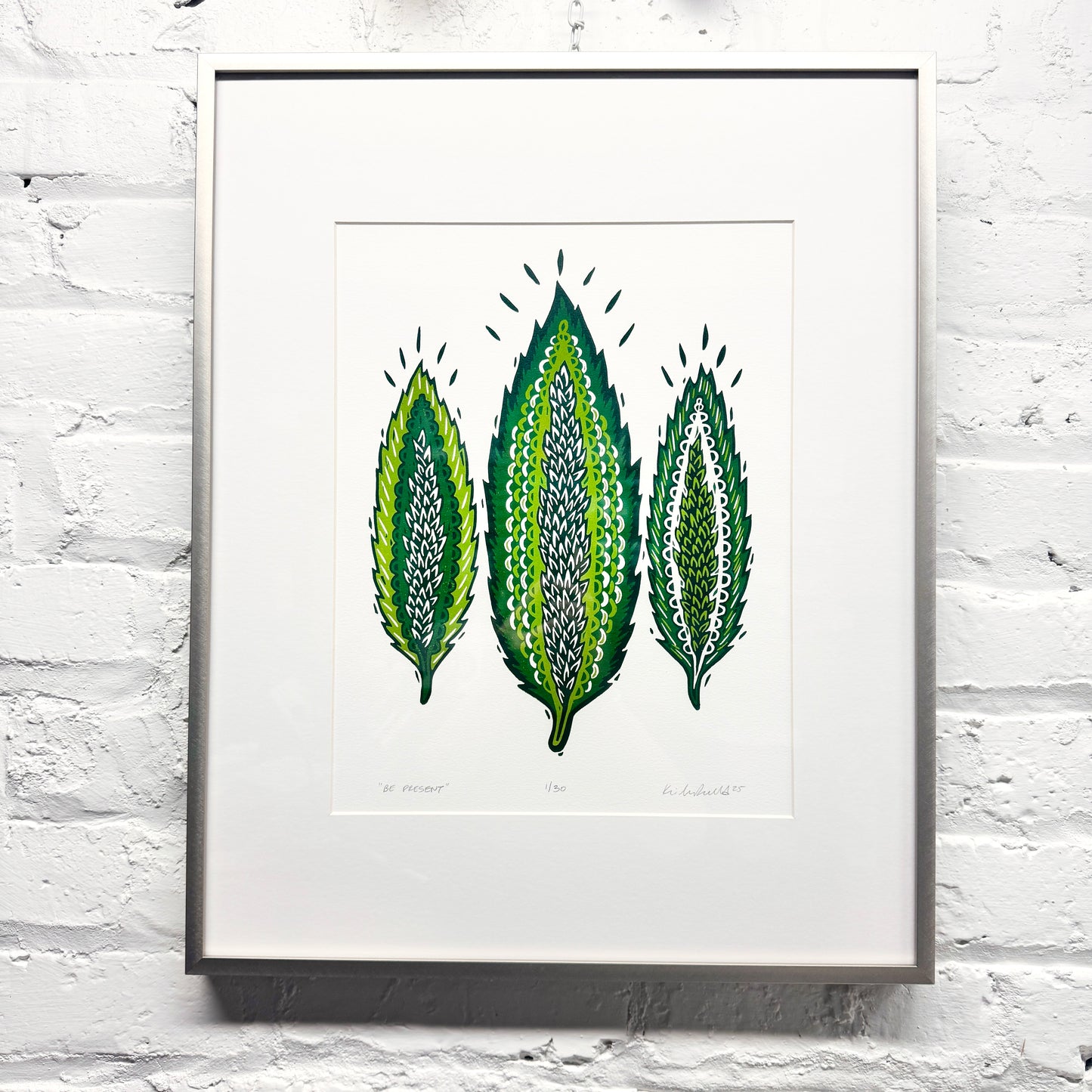 Be Present FRAMED - woodblock print (16x20