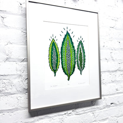 Be Present FRAMED - woodblock print (16x20