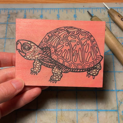 Take It Slow Turtle - woodblock print (5x7")