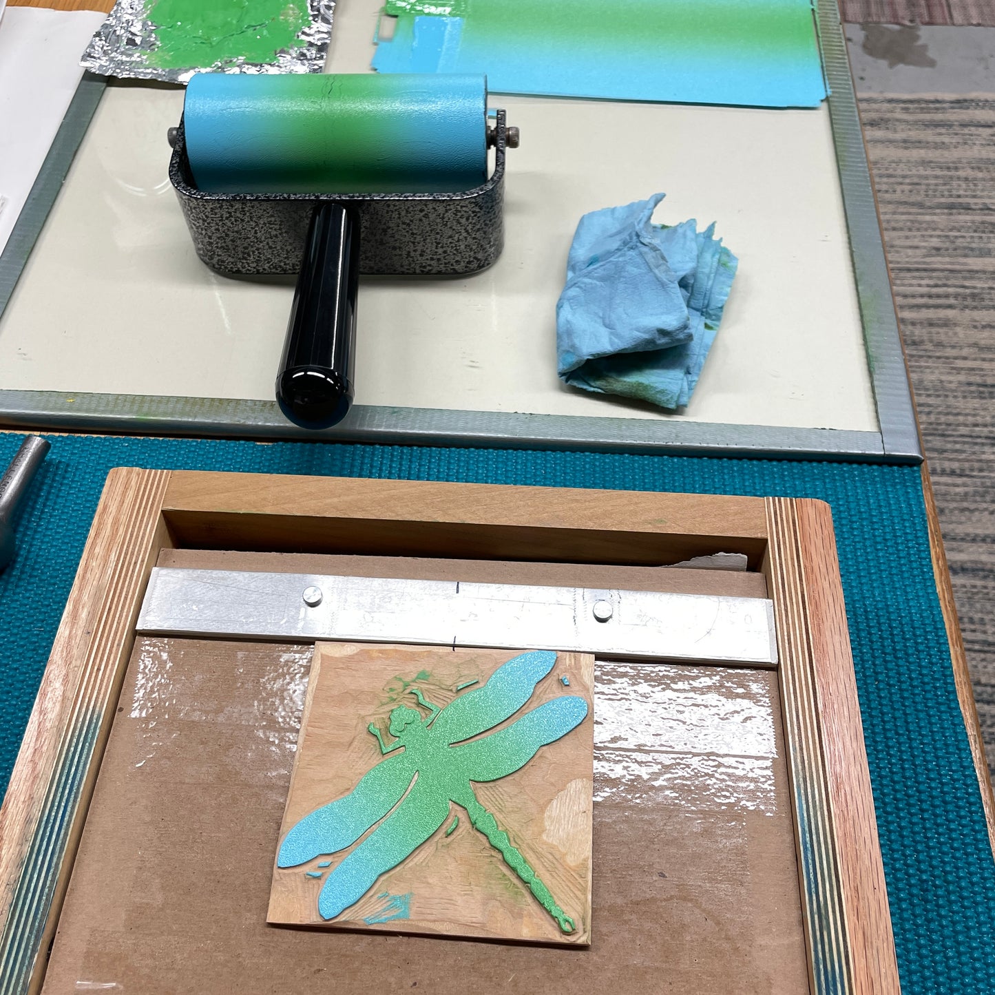 Green Darner Dragonfly - FRAMED WOODBLOCK (6x6")
