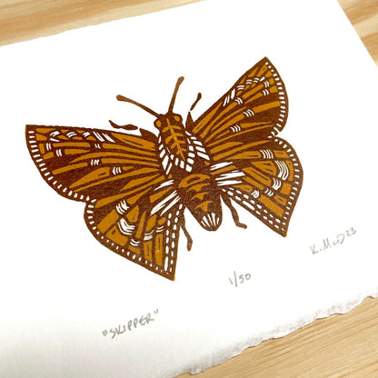 Skipper Butterfly - woodblock print (5x7")