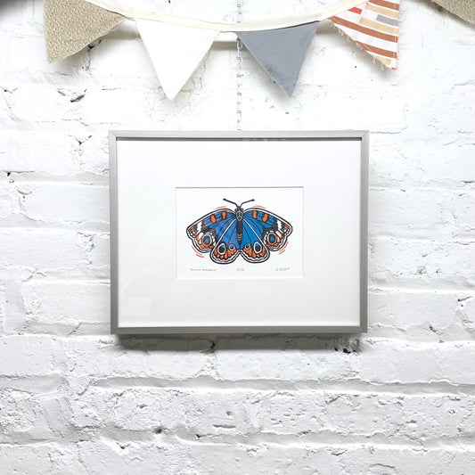 Buckeye Butterfly FRAMED - woodblock print (11x14")