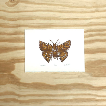 Skipper Butterfly - woodblock print (5x7")