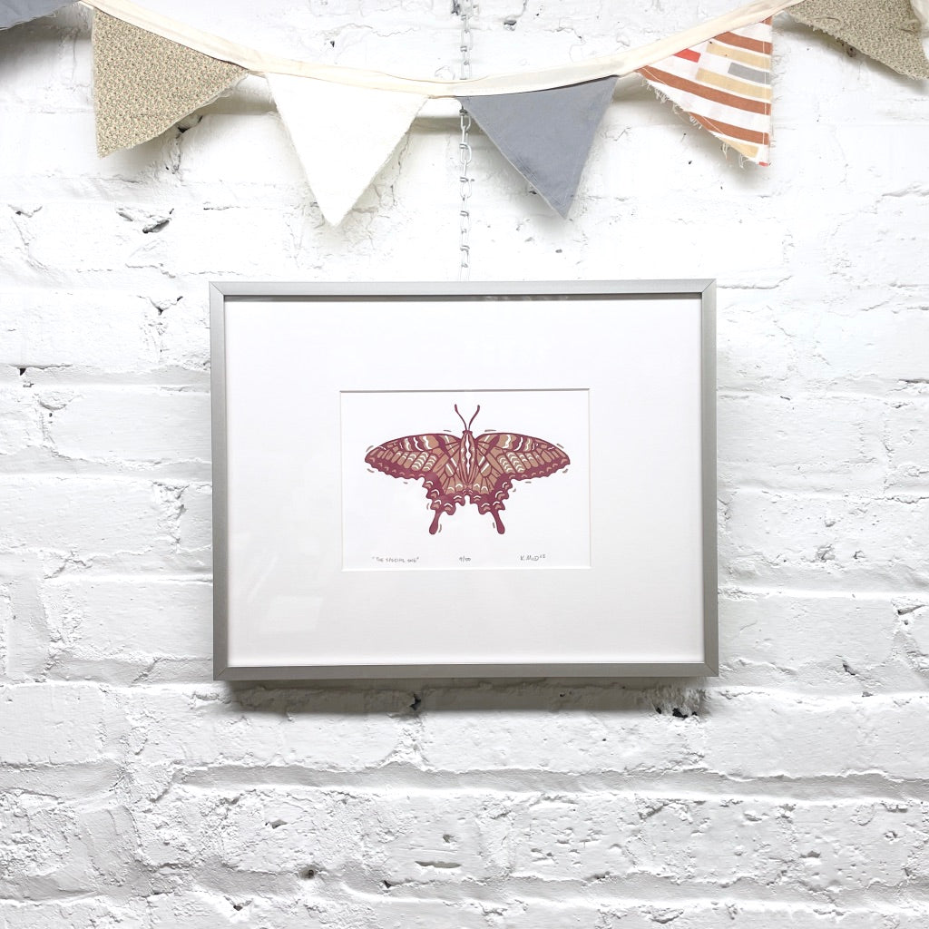 The Special One Butterfly FRAMED - woodblock print (11x14")