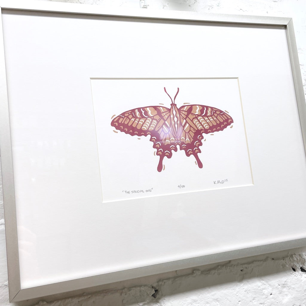 The Special One Butterfly FRAMED - woodblock print (11x14")