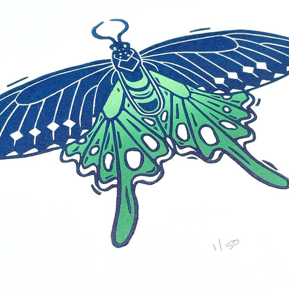 Pipevine Butterfly - woodblock print (8x8")