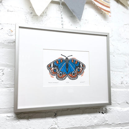 Buckeye Butterfly FRAMED - woodblock print (11x14")