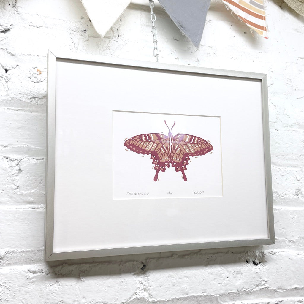 The Special One Butterfly FRAMED - woodblock print (11x14")