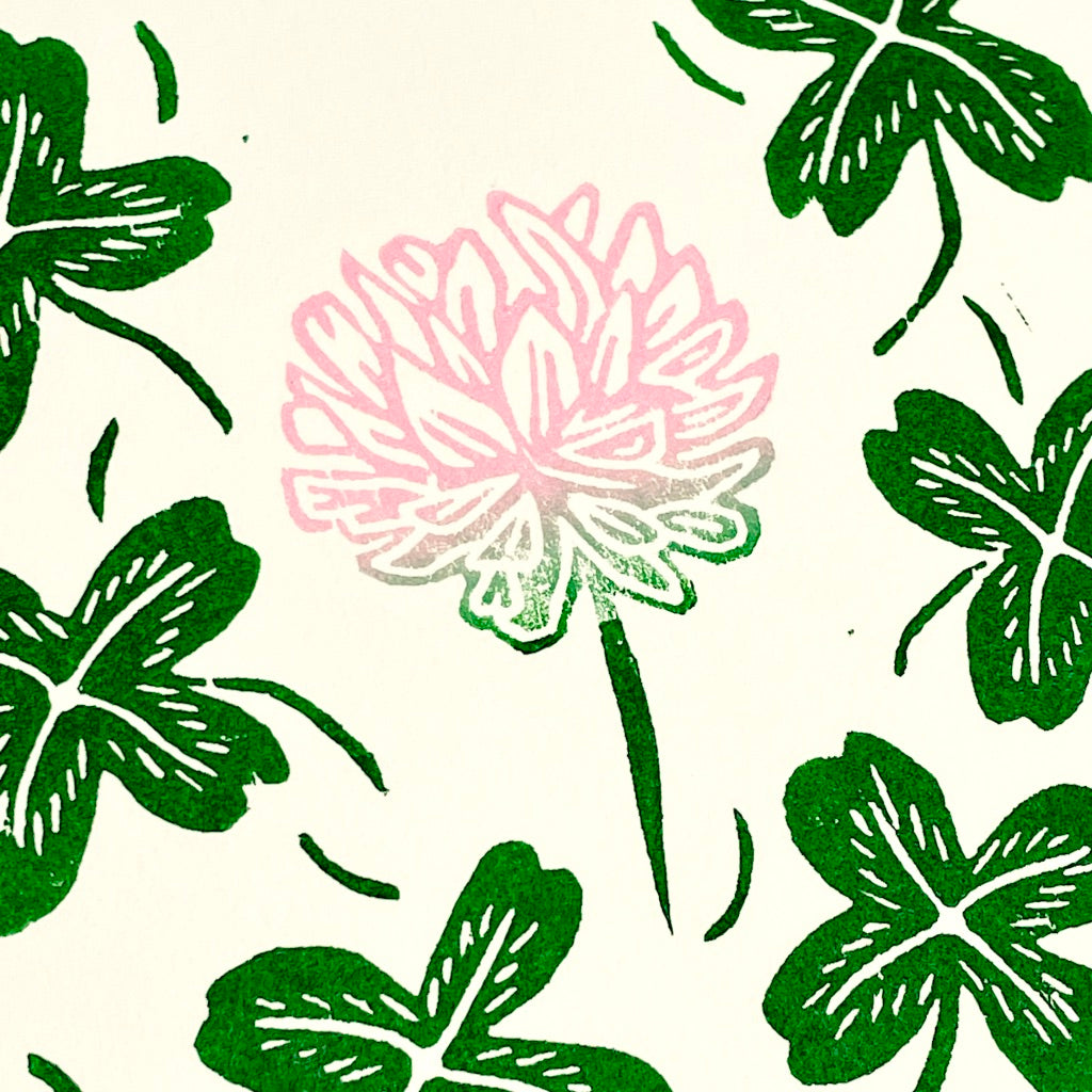 Lucky Flower COLOR TEST PROOF - woodblock print (8x8")