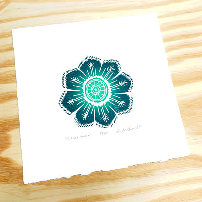 Prickly Flower - woodblock print (8x8")