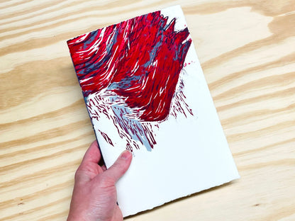 Purple Red - woodblock printed sketchbook journal (6x9")