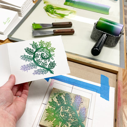 Fiddlehead Fern 6-pack cards - woodblock printed