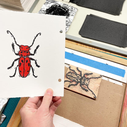 Milkweed Beetle - woodblock print (5x7")