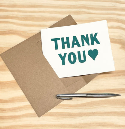 Thank You Heart - single card - wood type letterpress printed