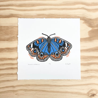 Buckeye Butterfly - woodblock print (8x8")