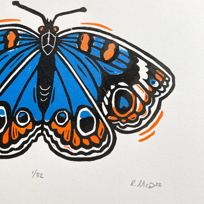 Buckeye Butterfly - woodblock print (8x8")