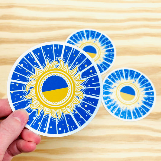 You Are the Yellow Sun in the Blue Sky - 3.5" Circle Vinyl Sticker for Brovary, Ukraine (Set of 2)