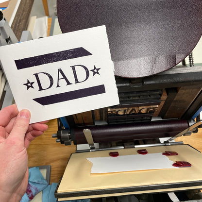 Dad Stars single card - wood type letterpress printed