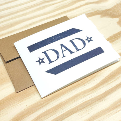 Dad Stars single card - wood type letterpress printed