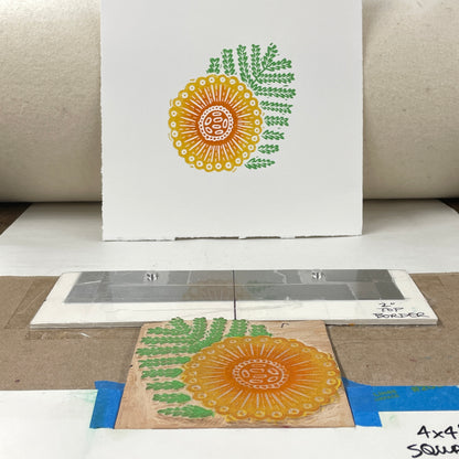Bundle Flower - woodblock print (8x8")