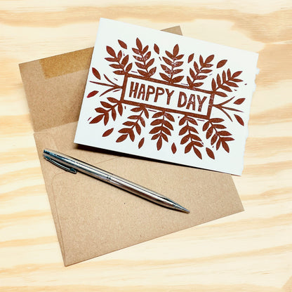 Happy Day 6-pack cards - woodblock printed