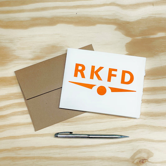 RKFD Rockford Orange single card - wood type letterpress printed