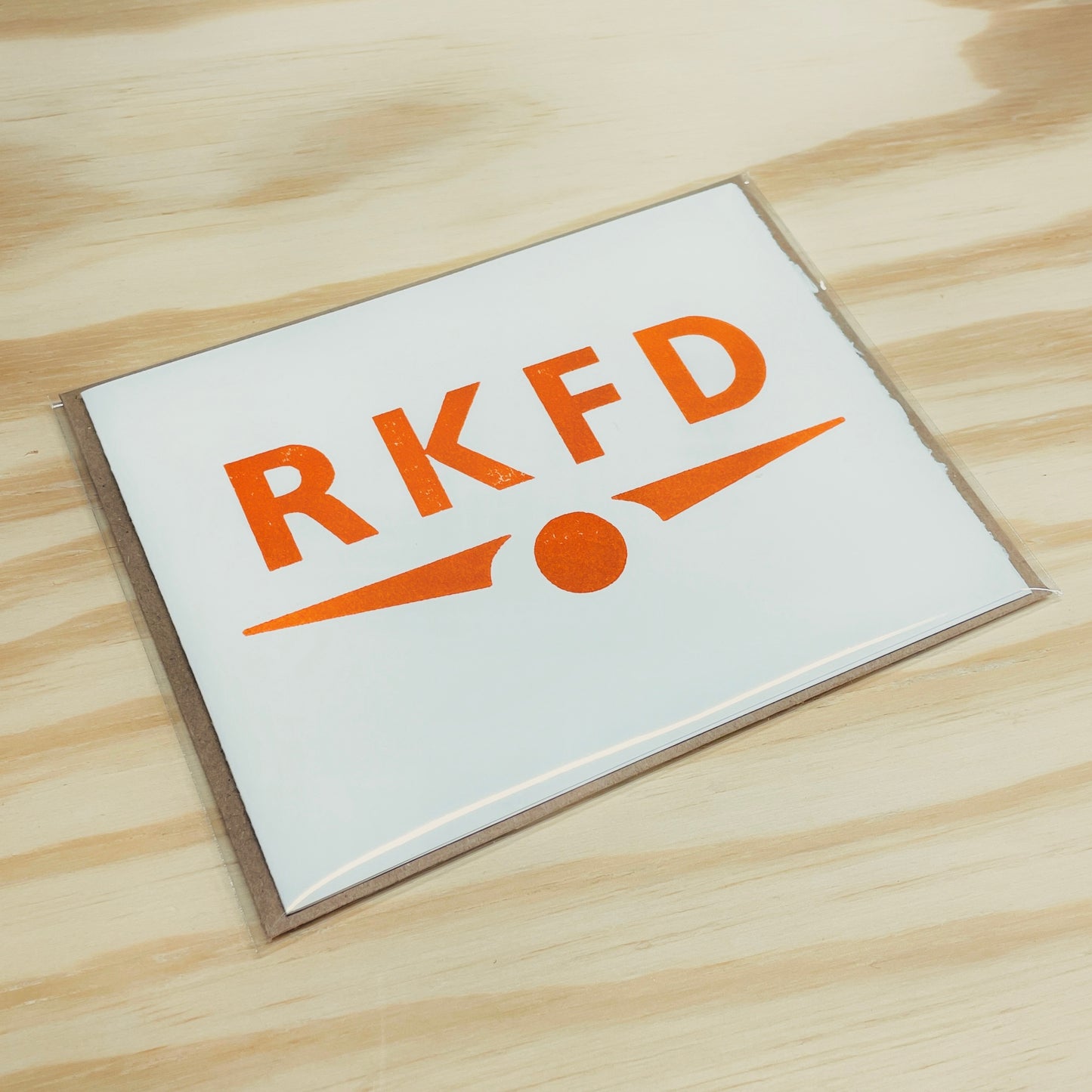 RKFD Rockford Orange single card - wood type letterpress printed
