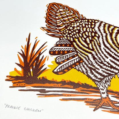 Prairie Chicken - woodblock print (14x18")