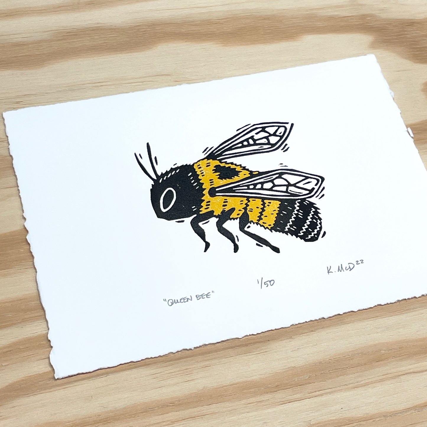 Queen Bee - woodblock print (5x7")