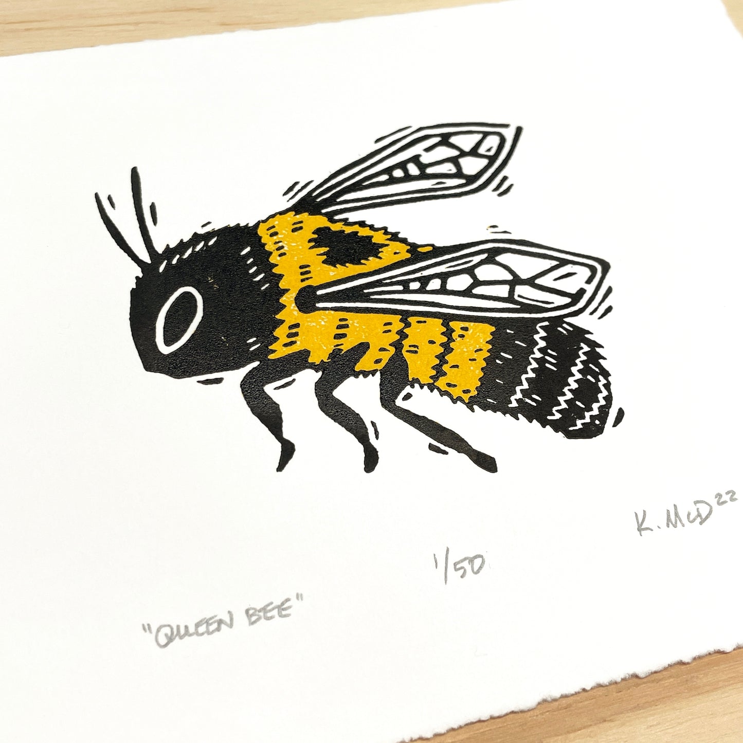 Queen Bee - woodblock print (5x7")