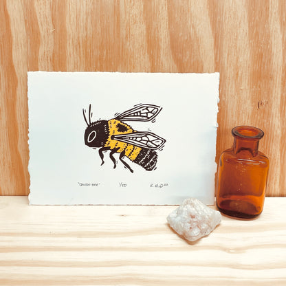 Queen Bee - woodblock print (5x7")