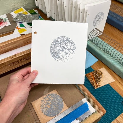 Prairie Moon - woodblock print (5x7")