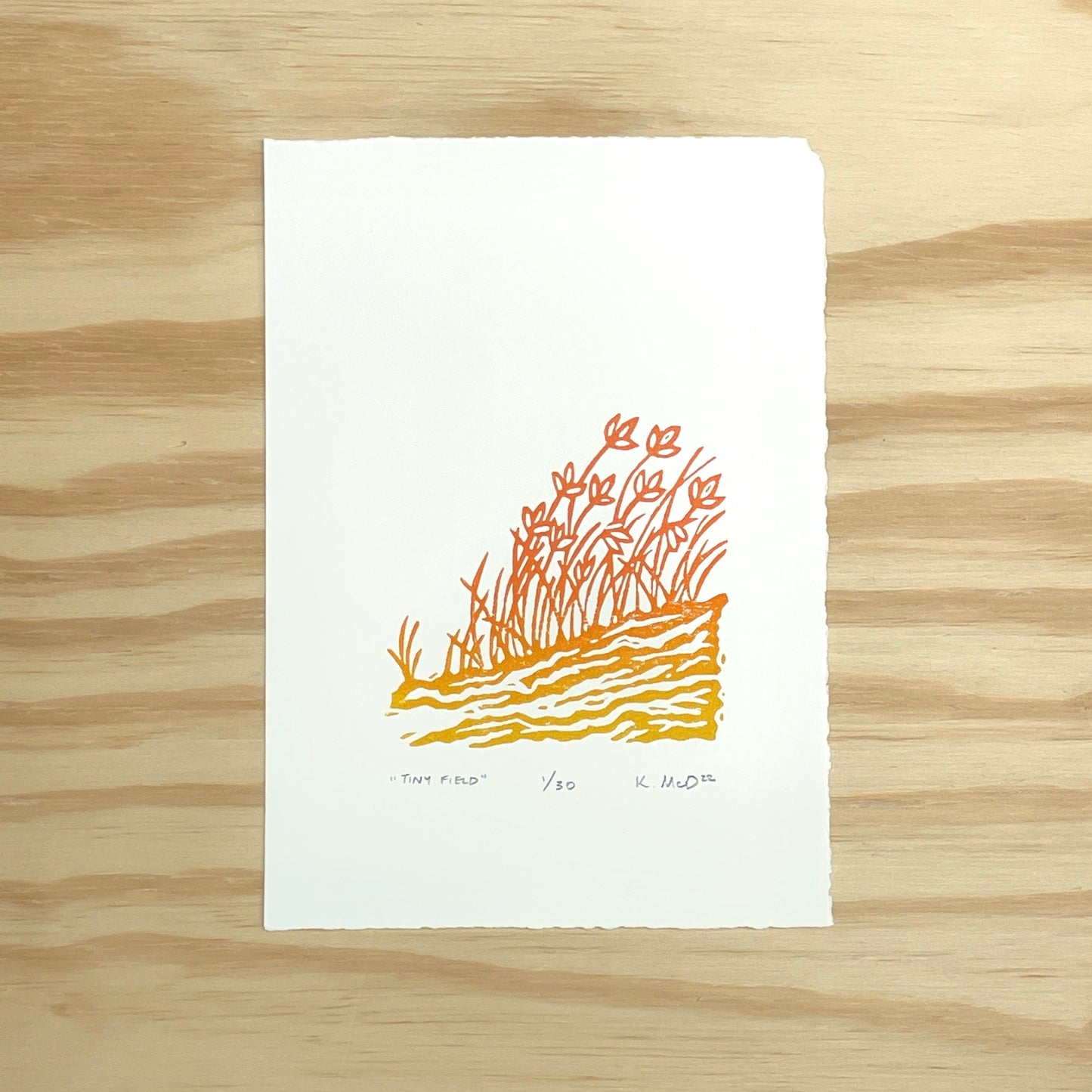 Tiny Field - woodblock print (5x7")