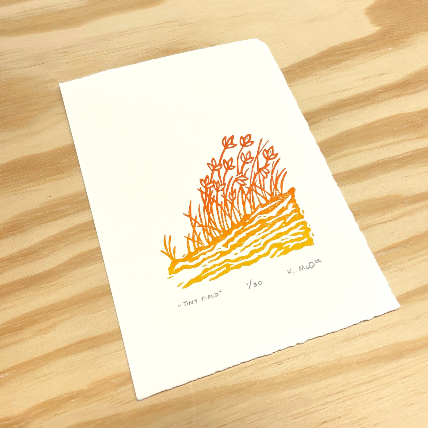 Tiny Field - woodblock print (5x7")