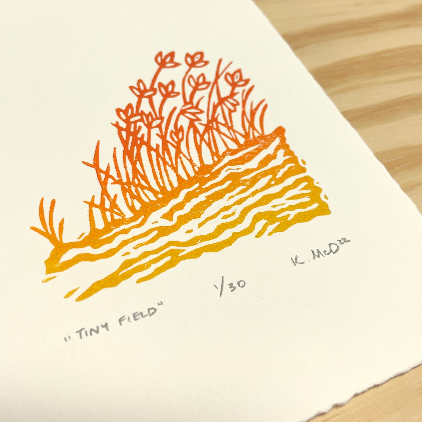Tiny Field - woodblock print (5x7")