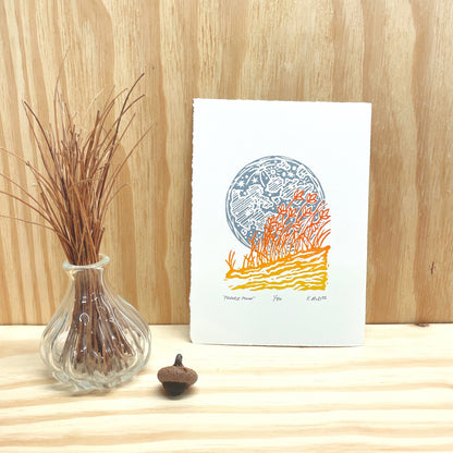 Prairie Moon - woodblock print (5x7")