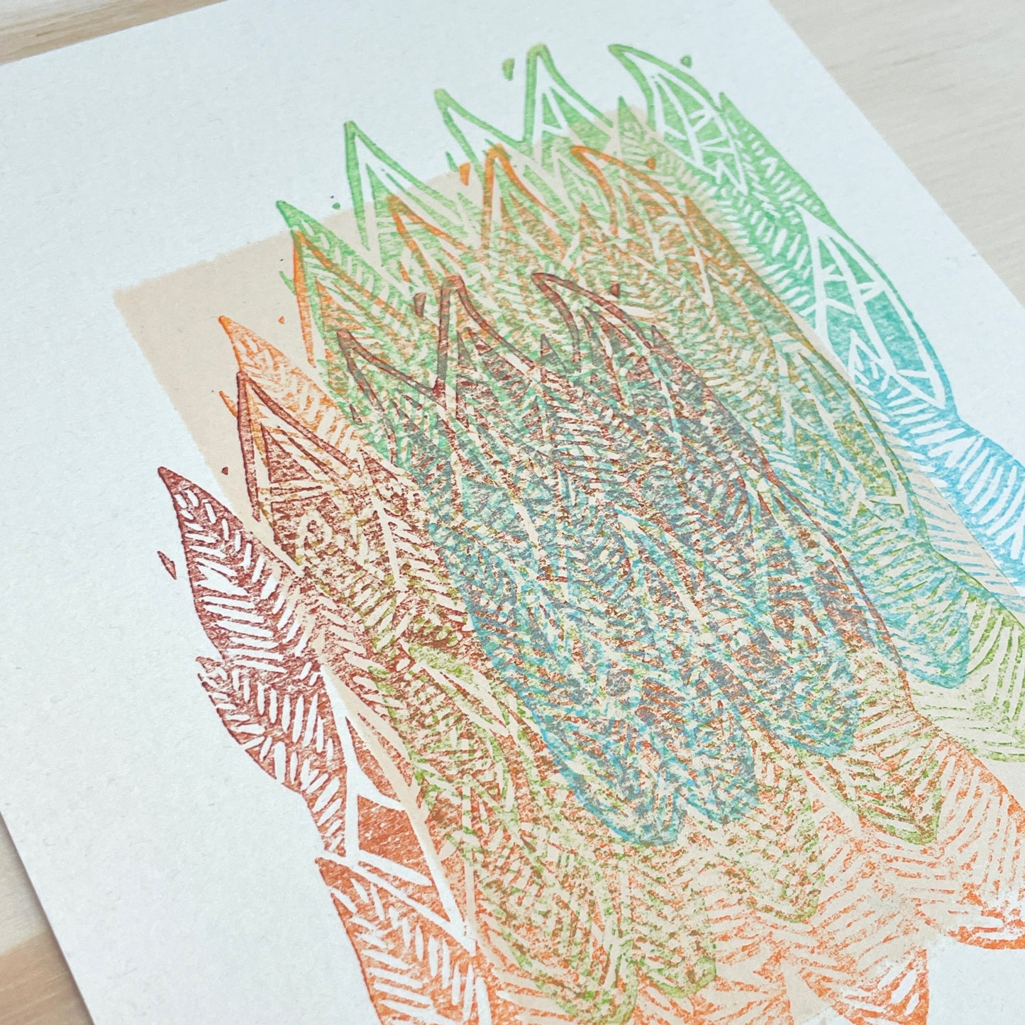 Seedlings GHOST PRINT - woodblock print (5x7")