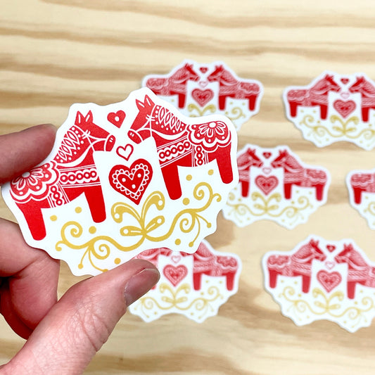 Dala Horse Sticker - 3" Vinyl Sticker
