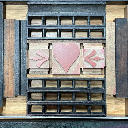 Heart Pointers - single card - wood type letterpress printed