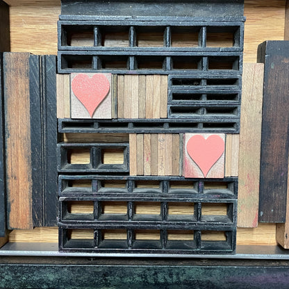 Arrows and Hearts - single card - wood type letterpress printed