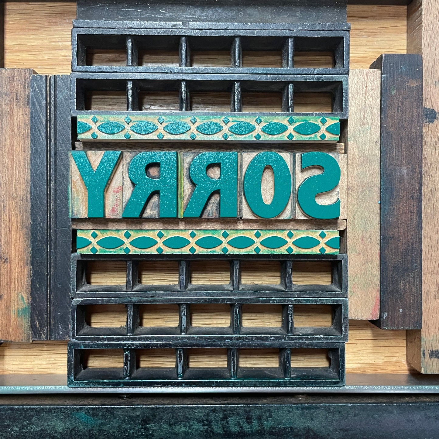 Sorry - single card - wood type letterpress printed