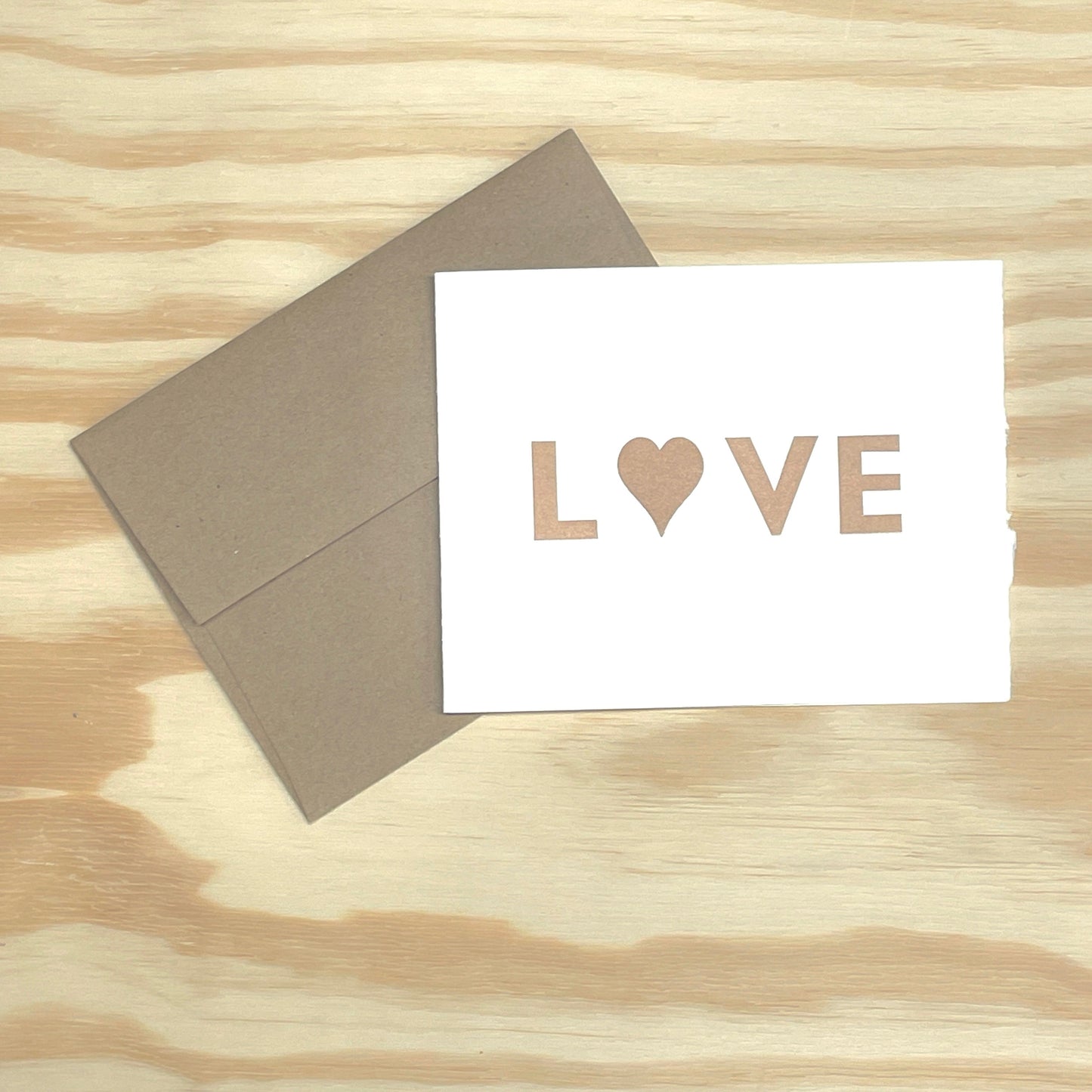 Love in copper - single card - wood type letterpress printed