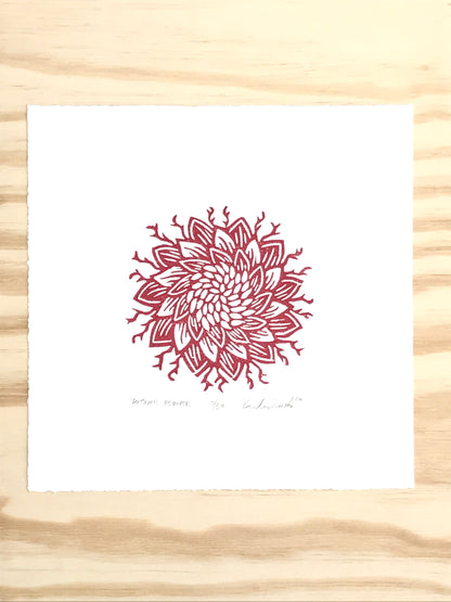 Autumn Flower - woodblock print (8x8")