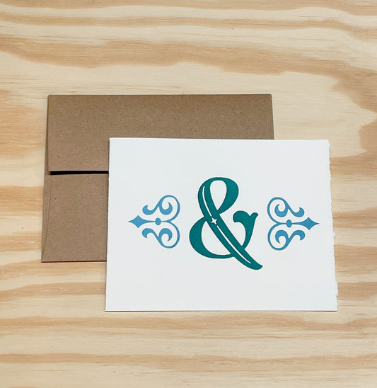 Fancy Ampersand - single card - wood type letterpress printed