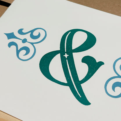 Fancy Ampersand - single card - wood type letterpress printed