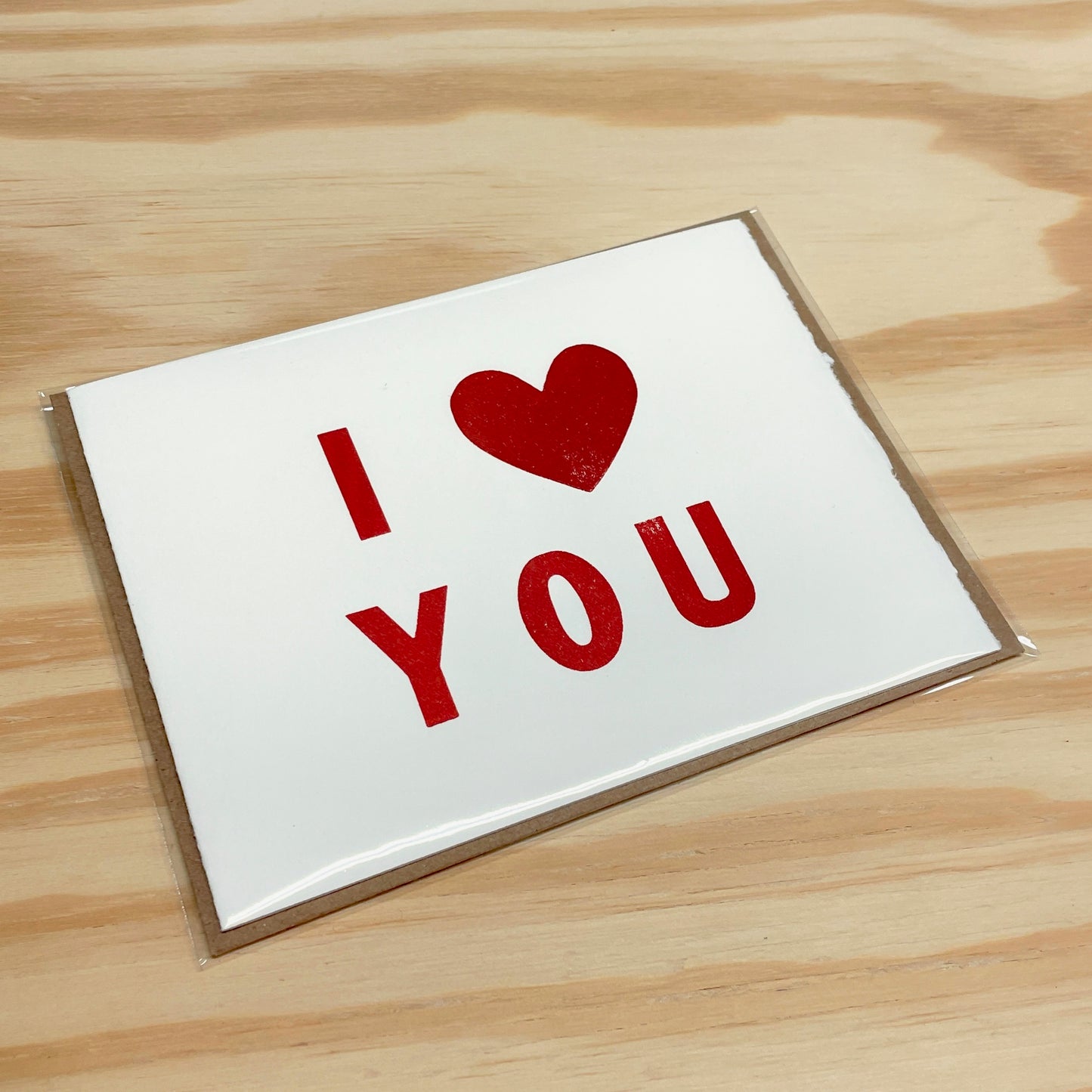 I Heart You - single card - wood type letterpress printed